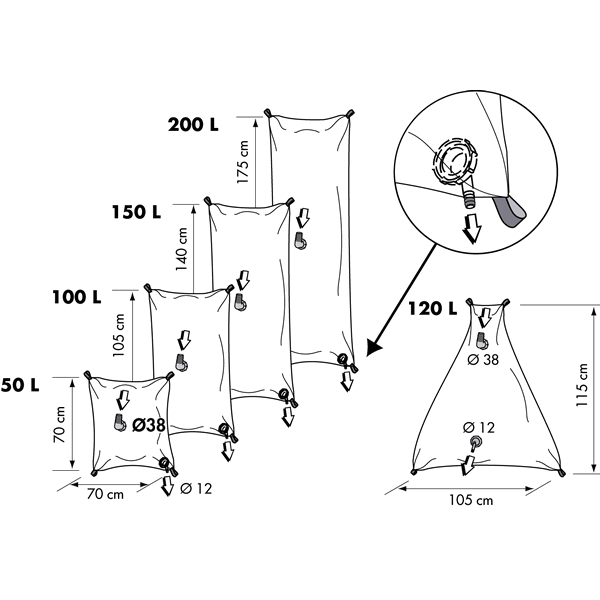 VATTENSÄCK 150 LITER 70 X 140