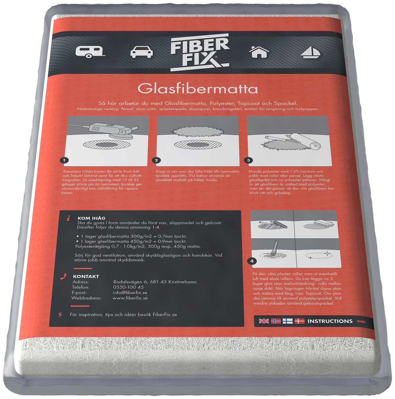 GLASFIBERMATTA 300G/1M