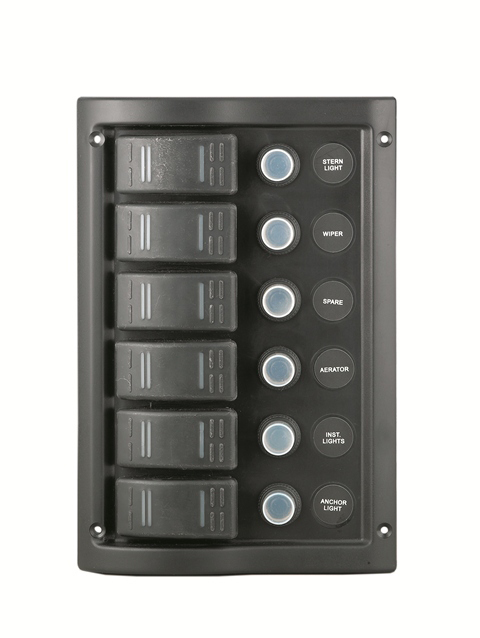 VATTENTÄT STRÖMBRYTARPANEL 6 BRYTARE