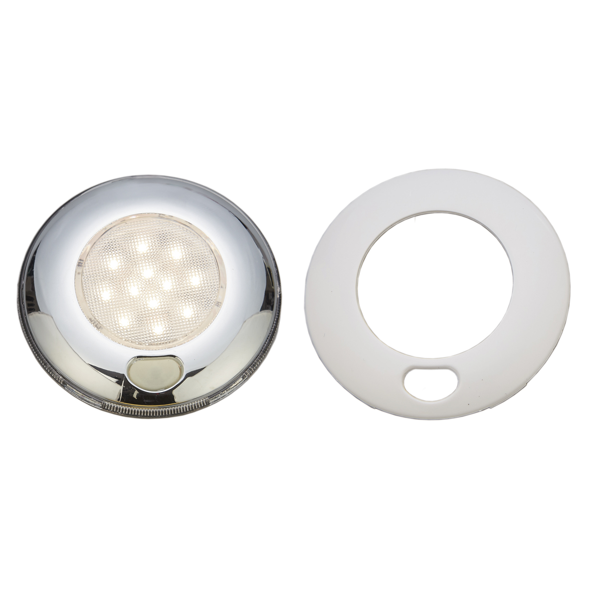80MM TAKLAMPA KROM LED RUND M.BRYTARE